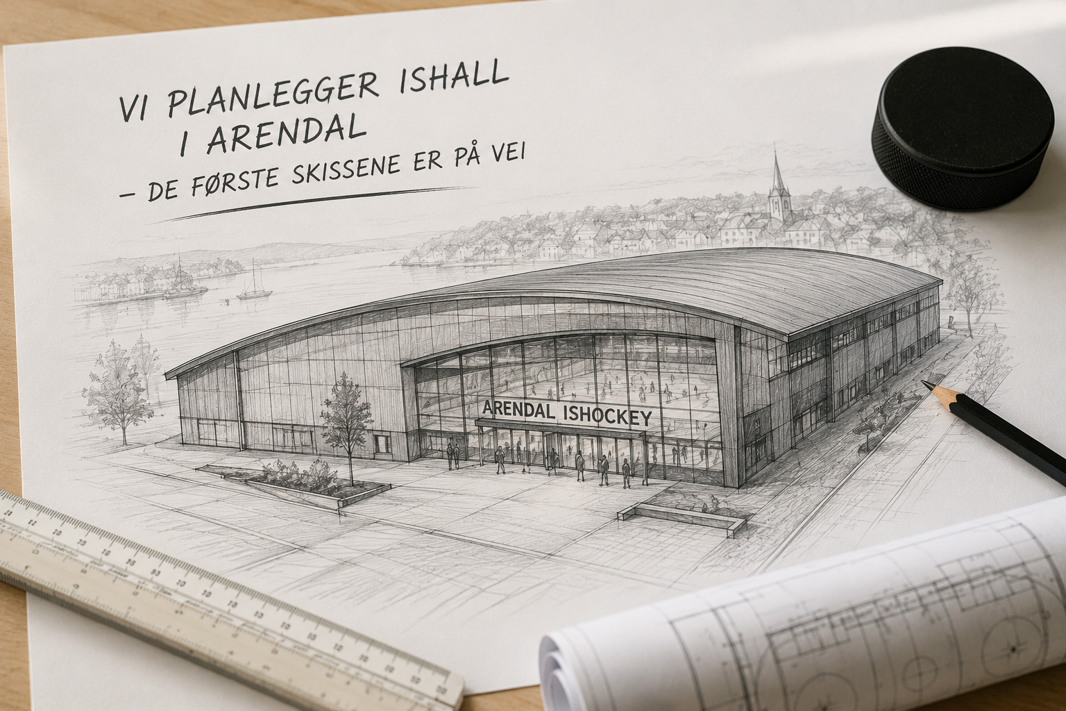 Vi planlegger ishall i Arendal – de første skissene er på vei